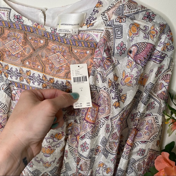 ANTHROPOLOGIE Egyptian print flowy silk blouse - Picture 8 of 8
